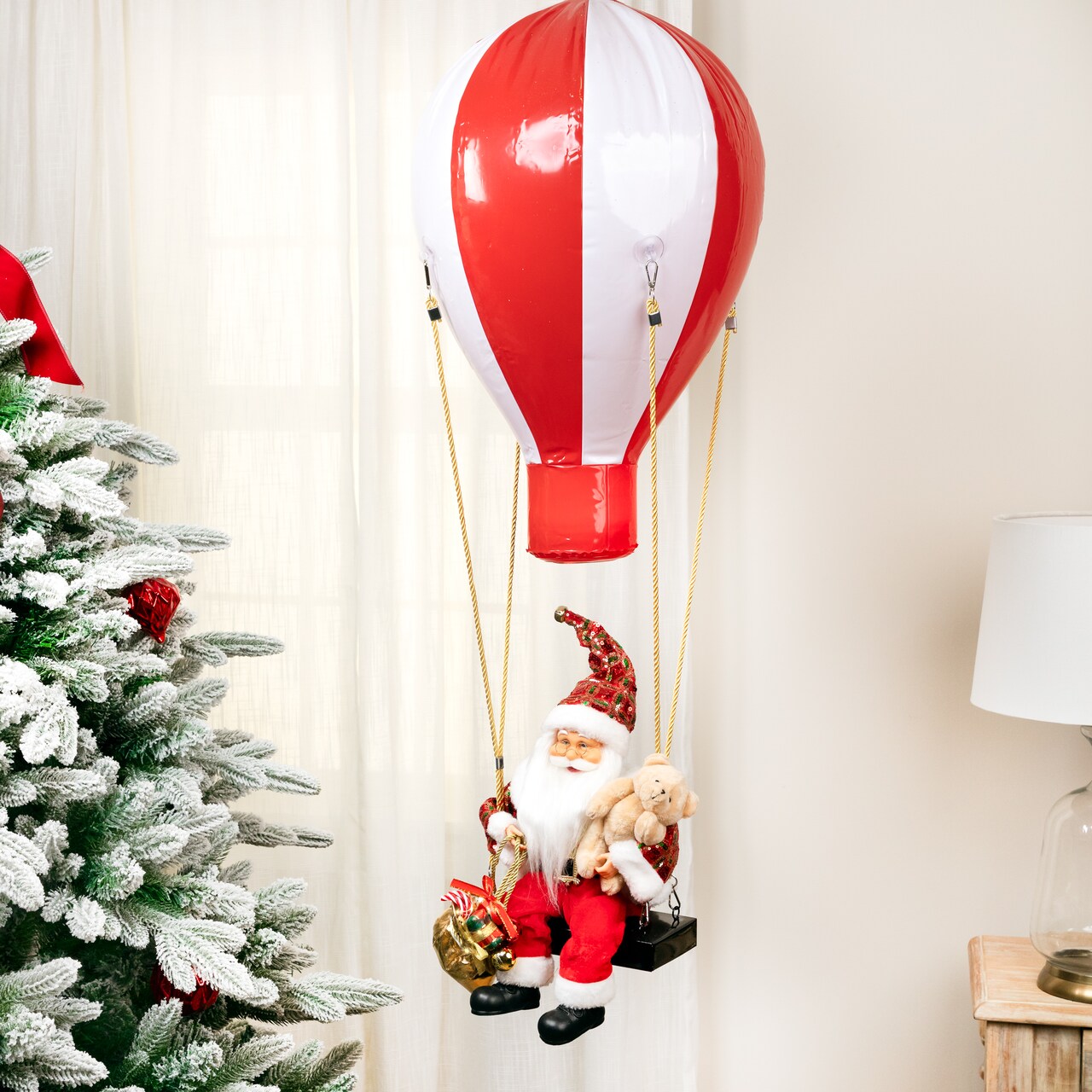 Northlight Lighted and Musical Santa Claus Hot Air Balloon Christmas Decoration - 43.5"